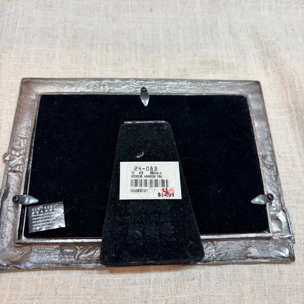 Sixtrees Weekend Warrior Pewter Metal 4x6 Photo Frame Golf Fishing Hiking‎ Bike
